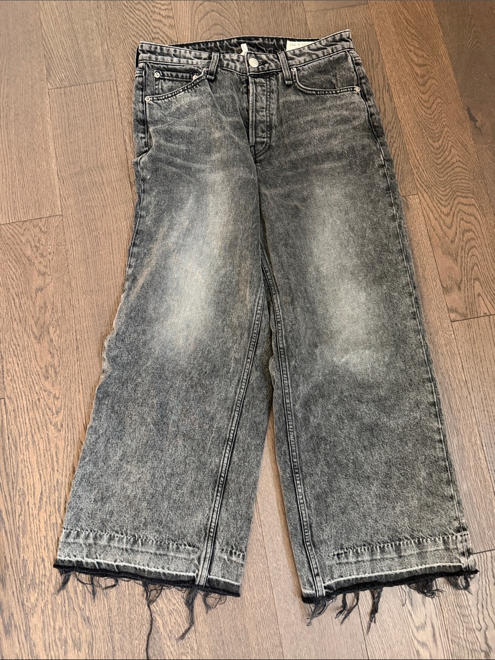 Rag and Bone Washed Black Wide-Leg Jeans